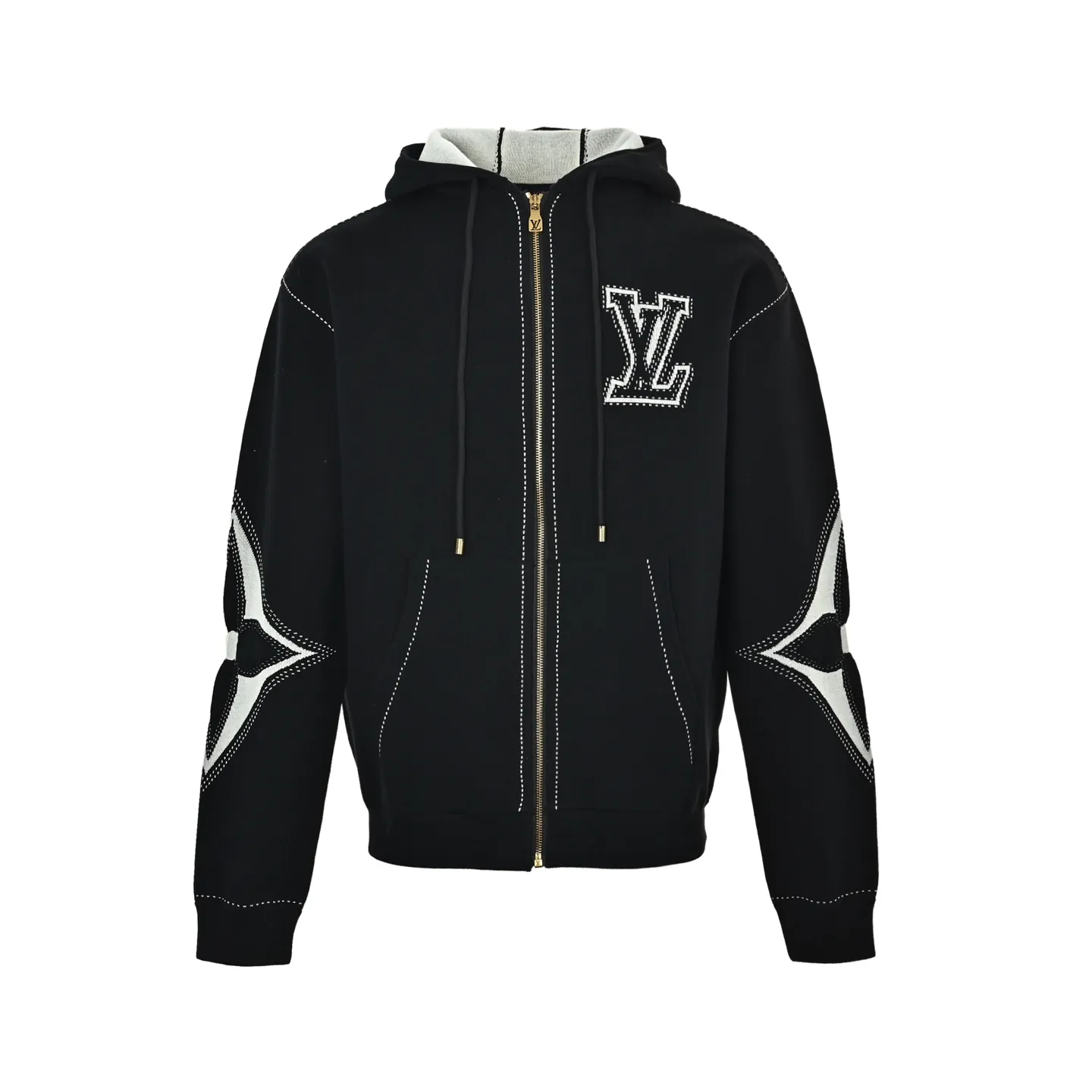 Louis Vuitton/Louis Vuitton old flower intarsia zipper knitted hooded jacket